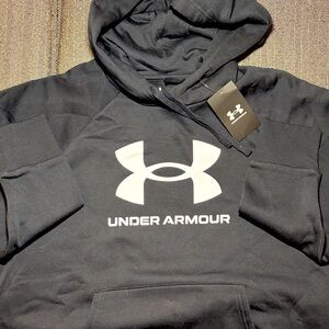$55 NWT Under Armour BLACK Hoodie with White Logo Women’s size Large